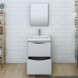 Fresca Tuscany 24" Glossy Gray Free Standing Modern Bathroom Vanity w/ Medicine Cabinet - BathVault