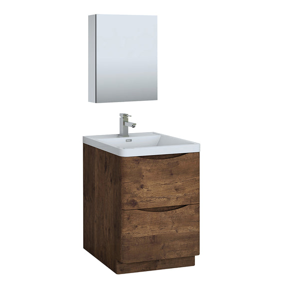 Fresca Tuscany 24" Rosewood Free Standing Modern Bathroom Vanity w/ Medicine Cabinet - BathVault