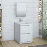 Fresca Tuscany 24" Glossy White Free Standing Modern Bathroom Vanity w/ Medicine Cabinet - BathVault