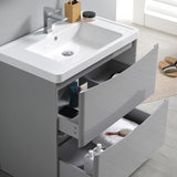 Fresca Tuscany 32" Glossy Gray Free Standing Modern Bathroom Vanity w/ Medicine Cabinet - BathVault