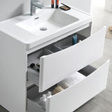 Fresca Tuscany 32" Glossy White Free Standing Modern Bathroom Vanity w/ Medicine Cabinet - BathVault