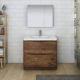 Fresca Tuscany 36" Rosewood Free Standing Modern Bathroom Vanity w/ Medicine Cabinet - BathVault