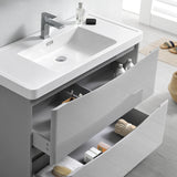 Fresca Tuscany 40" Glossy Gray Free Standing Modern Bathroom Vanity w/ Medicine Cabinet - BathVault