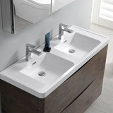 Fresca Tuscany 48" Rosewood Free Standing Double Sink Modern Bathroom Vanity w/ Medicine Cabinet - BathVault
