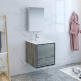 Fresca Catania 24" Ocean Gray Wall Hung Modern Bathroom Vanity w/ Medicine Cabinet - BathVault