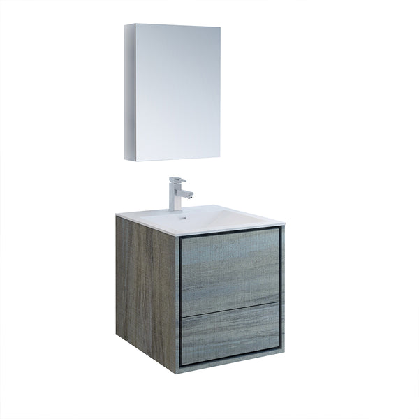 Fresca Catania 24" Ocean Gray Wall Hung Modern Bathroom Vanity w/ Medicine Cabinet - BathVault