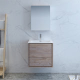 Fresca Catania 24" Rustic Natural Wood Wall Hung Modern Bathroom Vanity w/ Medicine Cabinet - BathVault