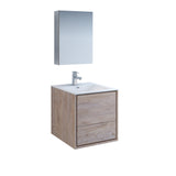 Fresca Catania 24" Rustic Natural Wood Wall Hung Modern Bathroom Vanity w/ Medicine Cabinet - BathVault