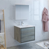 Fresca Catania 30" Ocean Gray Wall Hung Modern Bathroom Vanity w/ Medicine Cabinet - BathVault