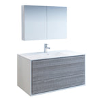 Fresca Catania 48" Glossy Ash Gray Wall Hung Modern Bathroom Vanity w/ Medicine Cabinet - BathVault