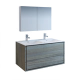 Fresca Catania 48" Ocean Gray Wall Hung Double Sink Modern Bathroom Vanity w/ Medicine Cabinet - BathVault