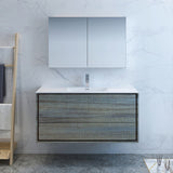 Fresca Catania 48" Ocean Gray Wall Hung Modern Bathroom Vanity w/ Medicine Cabinet - BathVault