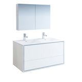 Fresca Catania 48" Glossy White Wall Hung Double Sink Modern Bathroom Vanity w/ Medicine Cabinet - BathVault