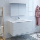 Fresca Catania 48" Glossy White Wall Hung Modern Bathroom Vanity w/ Medicine Cabinet - BathVault