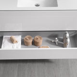 Fresca Catania 48" Glossy White Wall Hung Modern Bathroom Vanity w/ Medicine Cabinet - BathVault
