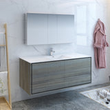 Fresca Catania 60" Ocean Gray Wall Hung Single Sink Modern Bathroom Vanity w/ Medicine Cabinet - BathVault