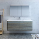 Fresca Catania 60" Ocean Gray Wall Hung Single Sink Modern Bathroom Vanity w/ Medicine Cabinet - BathVault