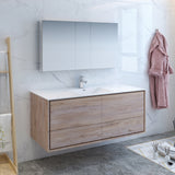 Fresca Catania 60" Rustic Natural Wood Wall Hung Single Sink Modern Bathroom Vanity w/ Medicine Cabinet - BathVault