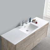 Fresca Catania 60" Rustic Natural Wood Wall Hung Single Sink Modern Bathroom Vanity w/ Medicine Cabinet - BathVault