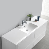 Fresca Catania 60" Glossy White Wall Hung Single Sink Modern Bathroom Vanity w/ Medicine Cabinet - BathVault