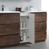 Fresca Lazzaro 60" Rosewood Free Standing Double Sink Modern Bathroom Vanity w/ Medicine Cabinet - BathVault