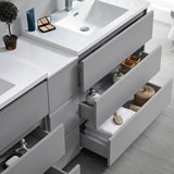 Fresca Lazzaro 72" Gray Free Standing Double Sink Modern Bathroom Vanity w/ Medicine Cabinet - BathVault