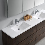 Fresca Lazzaro 72" Rosewood Free Standing Double Sink Modern Bathroom Vanity w/ Medicine Cabinet - BathVault