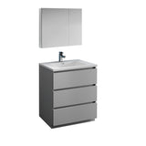Fresca Lazzaro 30" Gray Free Standing Modern Bathroom Vanity w/ Medicine Cabinet - BathVault