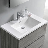 Fresca Lazzaro 30" Glossy Ash Gray Free Standing Modern Bathroom Vanity w/ Medicine Cabinet - BathVault