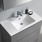 Fresca Lazzaro 36" Gray Free Standing Modern Bathroom Vanity w/ Medicine Cabinet - BathVault