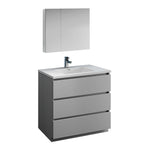 Fresca Lazzaro 36" Gray Free Standing Modern Bathroom Vanity w/ Medicine Cabinet - BathVault