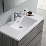Fresca Lazzaro 36" Glossy Ash Gray Free Standing Modern Bathroom Vanity w/ Medicine Cabinet - BathVault