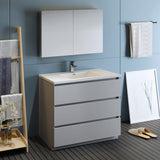 Fresca Lazzaro 42" Gray Free Standing Modern Bathroom Vanity w/ Medicine Cabinet - BathVault