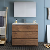 Fresca Lazzaro 42" Rosewood Free Standing Modern Bathroom Vanity w/ Medicine Cabinet - BathVault