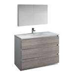 Fresca Lazzaro 48" Glossy Ash Gray Free Standing Modern Bathroom Vanity w/ Medicine Cabinet - BathVault