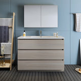 Fresca Lazzaro 48" Gray Wood Free Standing Modern Bathroom Vanity w/ Medicine Cabinet - BathVault