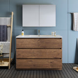 Fresca Lazzaro 48" Rosewood Free Standing Modern Bathroom Vanity w/ Medicine Cabinet - BathVault