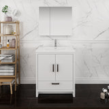 Fresca Imperia 30" Glossy White Free Standing Modern Bathroom Vanity w/ Medicine Cabinet - BathVault