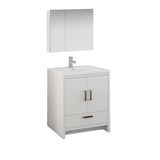 Fresca Imperia 30" Glossy White Free Standing Modern Bathroom Vanity w/ Medicine Cabinet - BathVault