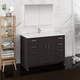 Fresca Imperia 48" Dark Gray Oak Free Standing Modern Bathroom Vanity w/ Medicine Cabinet - BathVault