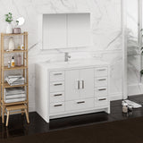 Fresca Imperia 48" Glossy White Free Standing Modern Bathroom Vanity w/ Medicine Cabinet - BathVault