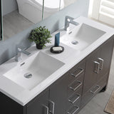 Fresca Imperia 60" Dark Gray Oak Free Standing Double Sink Modern Bathroom Vanity w/ Medicine Cabinet - BathVault