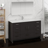 Fresca Imperia 60" Dark Gray Oak Free Standing Single Sink Modern Bathroom Vanity w/ Medicine Cabinet - BathVault
