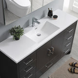 Fresca Imperia 60" Dark Gray Oak Free Standing Single Sink Modern Bathroom Vanity w/ Medicine Cabinet - BathVault