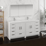 Fresca Imperia 72" Glossy White Free Standing Double Sink Modern Bathroom Vanity w/ Medicine Cabinet - BathVault