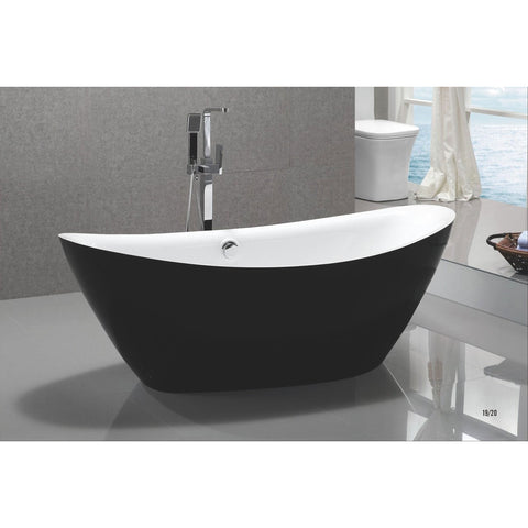 MTD Vanities Black Exterior Newport 67" Freestanding Acrylic Bathtub - BathVault