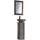 MTD Vanities Pedestal Sink - Marble Stone Ares 16" Mirror Faucet Set - BathVault