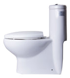 Eago 1-Piece 1.1/1.6 GPF Dual Flush Elongated Toilet in White - BathVault