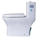 Eago 1-Piece 0.8/1.6 GPF Dual Flush Elongated Toilet in White - BathVault