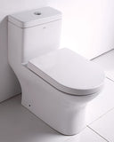 Eago 1-Piece 0.8/1.6 GPF Dual Flush Elongated Toilet in White - BathVault